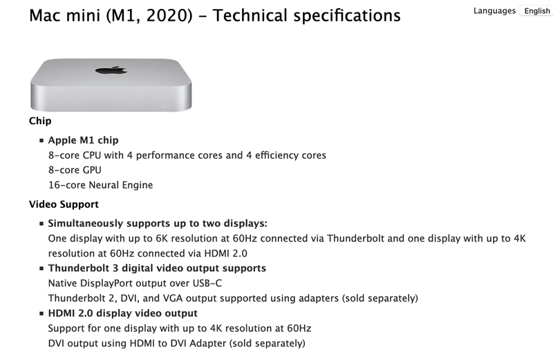 Apple Mac Mini M1 without any support for billions of colors