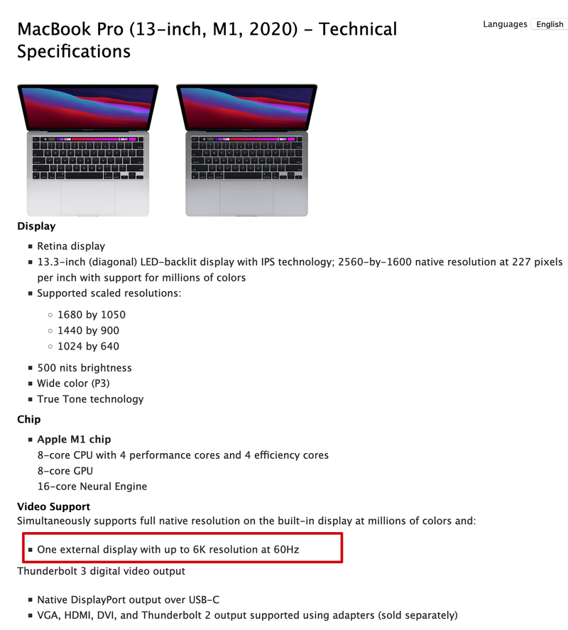 Apple MacBook Pro specifications with no support for outputting "Billions of colors"
