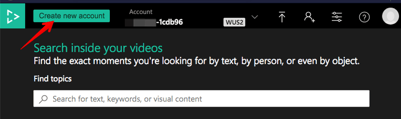 Azure Video indexer create account