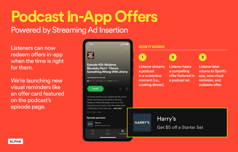 Spotify's in-app podcast offers