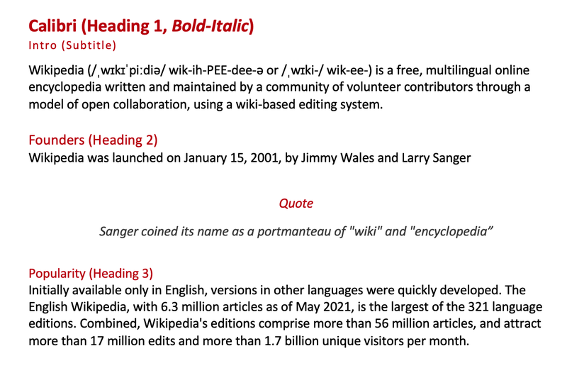 Microsoft Office Calibri font light mode