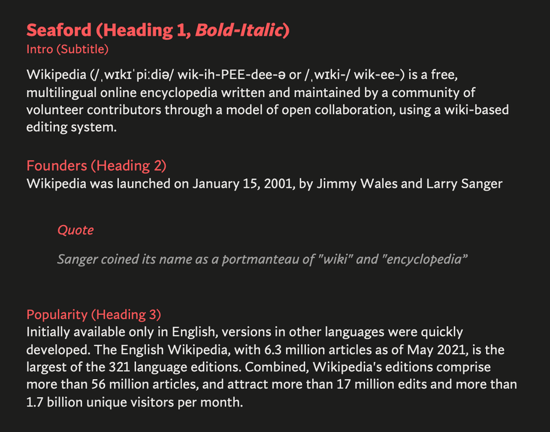 Microsoft Office Seaford font dark mode